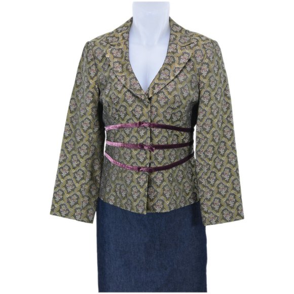 Nanette Lepore Green Floral Lined Blazer (S) - Picture 1 of 3